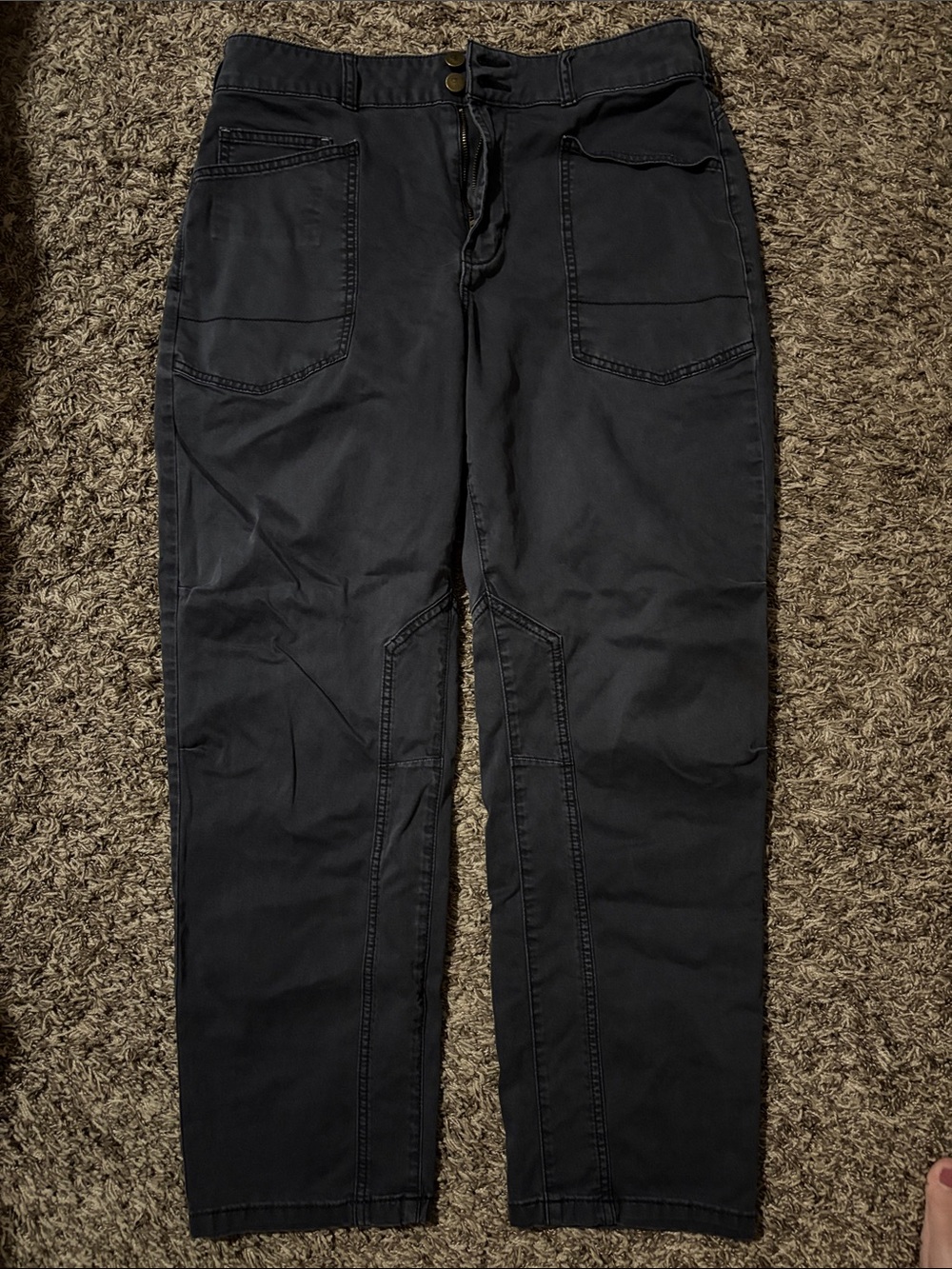 Pilcro Navy Utility Pants with Brass Buttons